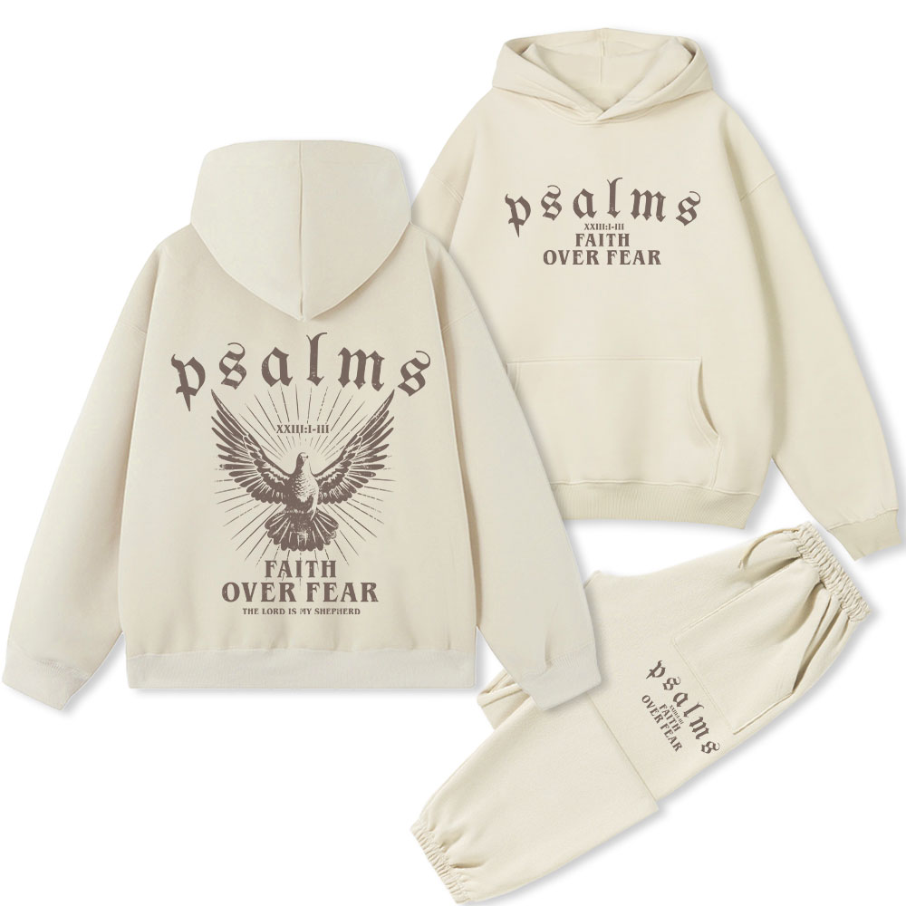 Faith Over Fear Christian Premium Fleece Hoodie Set