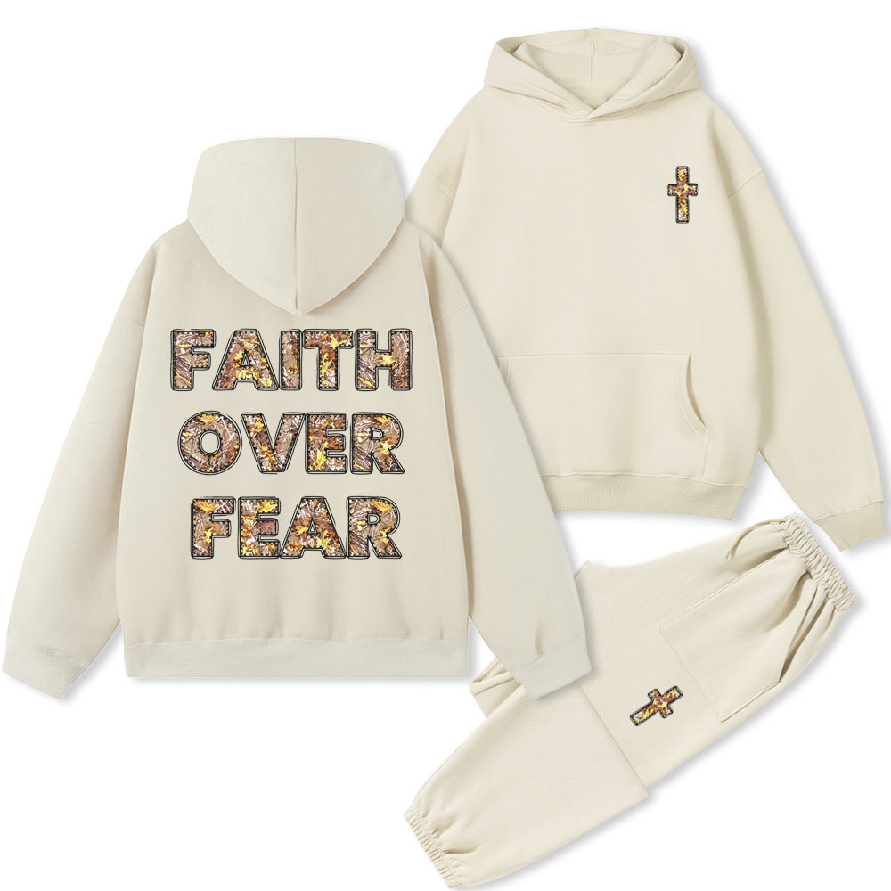 Faith Over Fear Christian Premium Fleece Hoodie Set