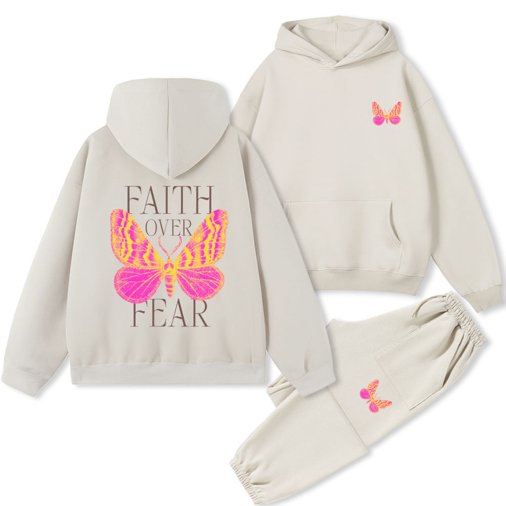 Faith Over Fear Christian Premium Fleece Hoodie Set