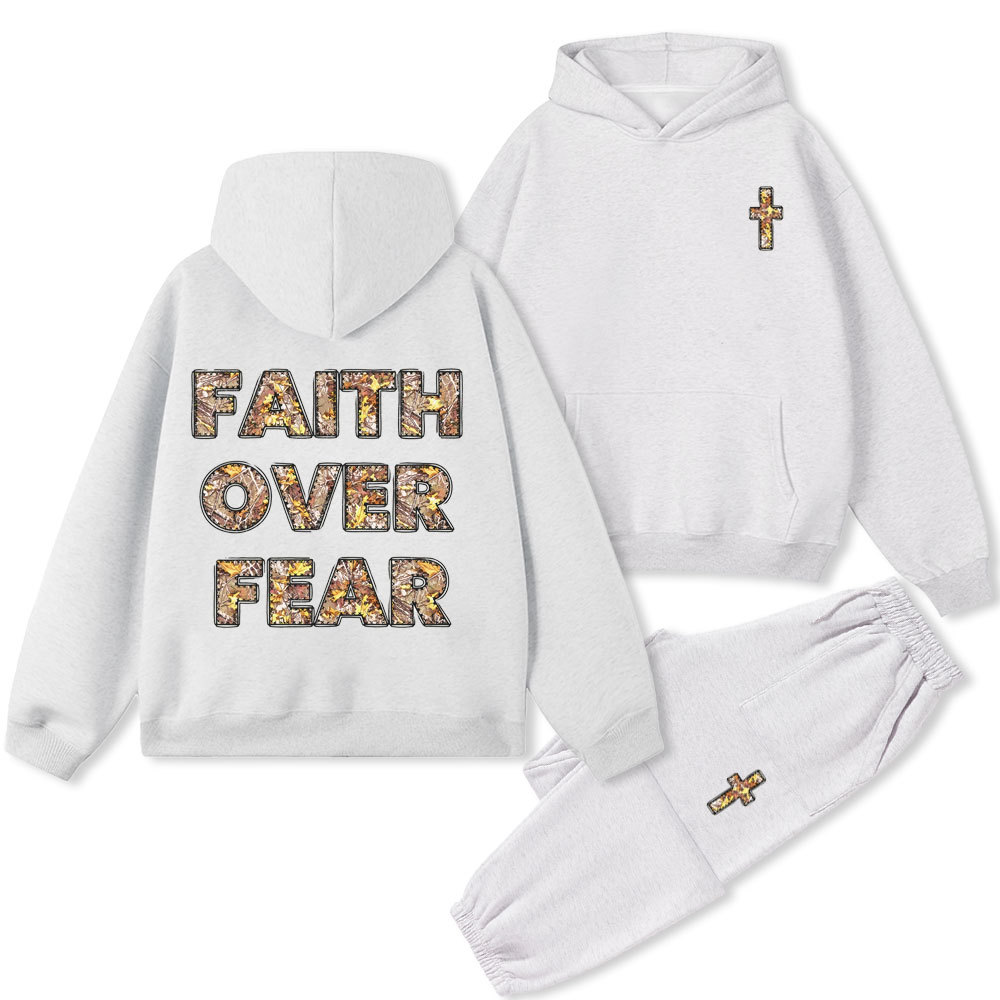 Faith Over Fear Christian Premium Fleece Hoodie Set