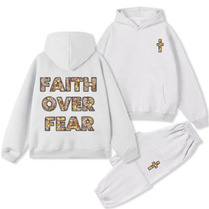 Faith Over Fear Christian Premium Fleece Hoodie Set