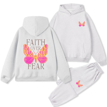 Faith Over Fear Christian Premium Fleece Hoodie Set