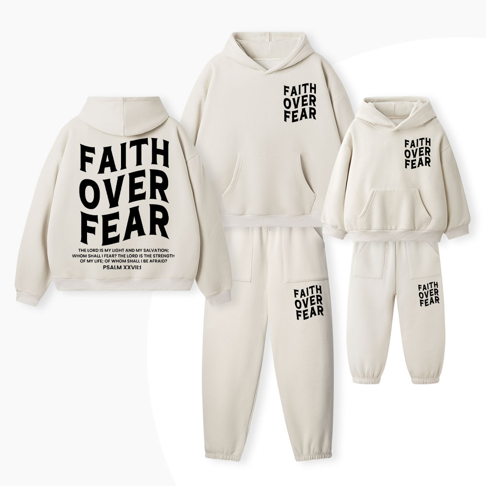Faith Over Fear Christian Premium Matching Fleece Hoodie Set