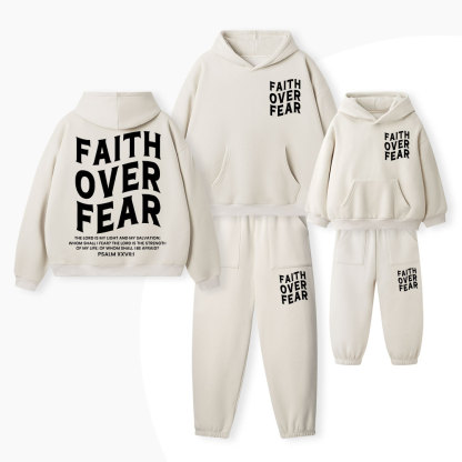 Faith Over Fear Christian Premium Matching Fleece Hoodie Set