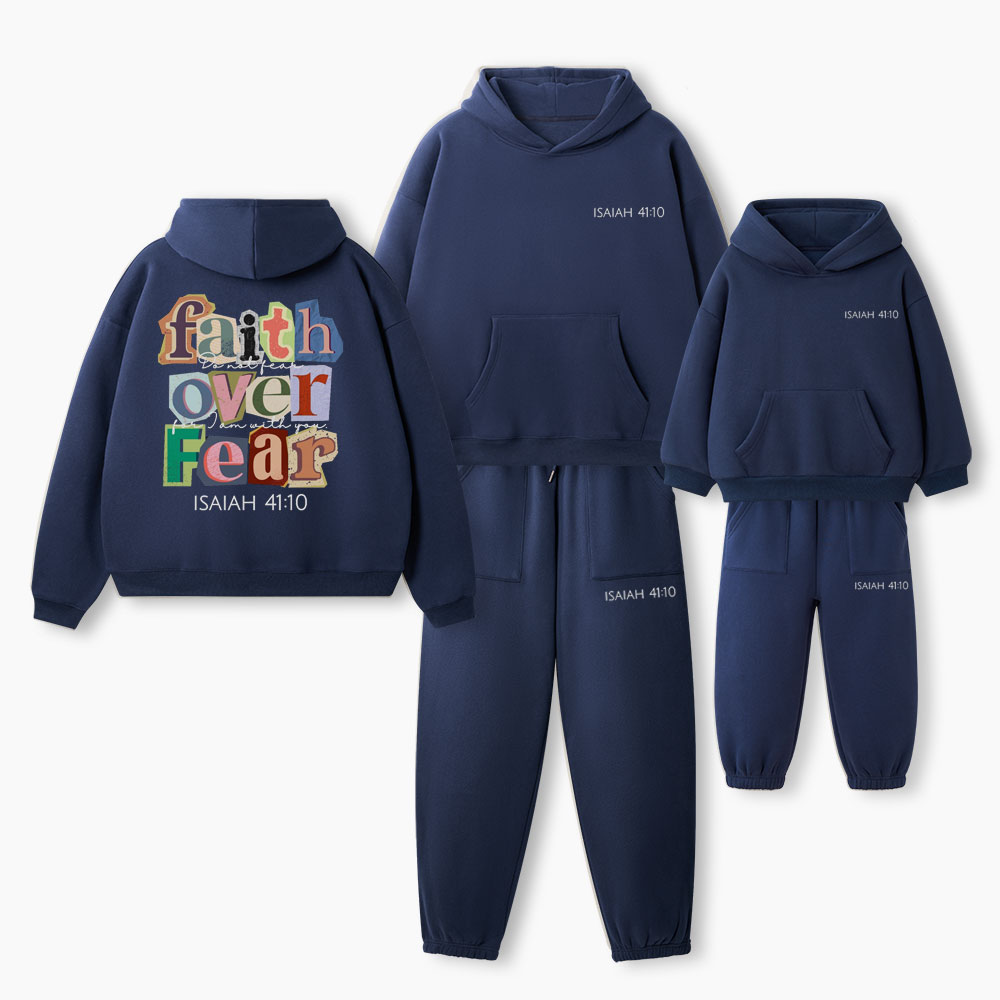Faith Over Fear Christian Premium Matching Fleece Hoodie Set