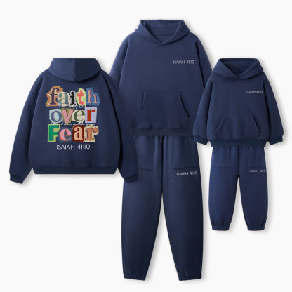 Faith Over Fear Christian Premium Matching Fleece Hoodie Set