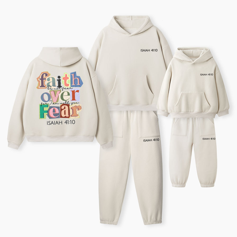 Faith Over Fear Christian Premium Matching Fleece Hoodie Set