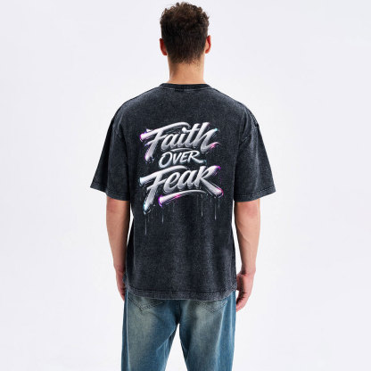 Faith Over Fear Christian Street Washed T-Shirt