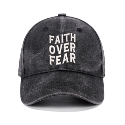 Faith Over Fear Christian Washed Hat