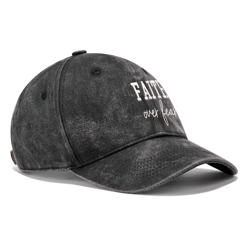 Faith Over Fear Christian Washed Hat
