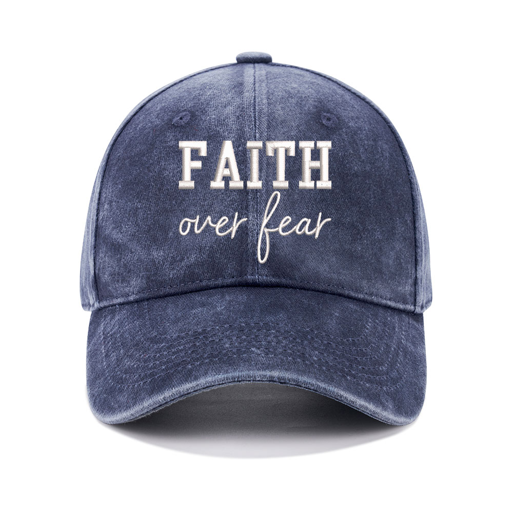 Faith Over Fear Christian Washed Hat