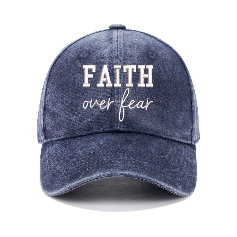 Faith Over Fear Christian Washed Hat