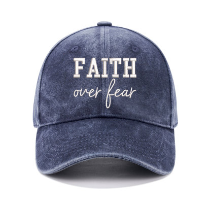 Faith Over Fear Christian Washed Hat