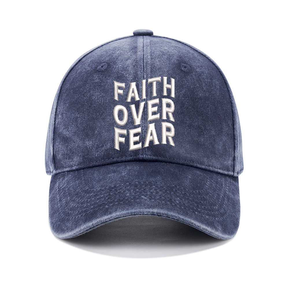 Faith Over Fear Christian Washed Hat