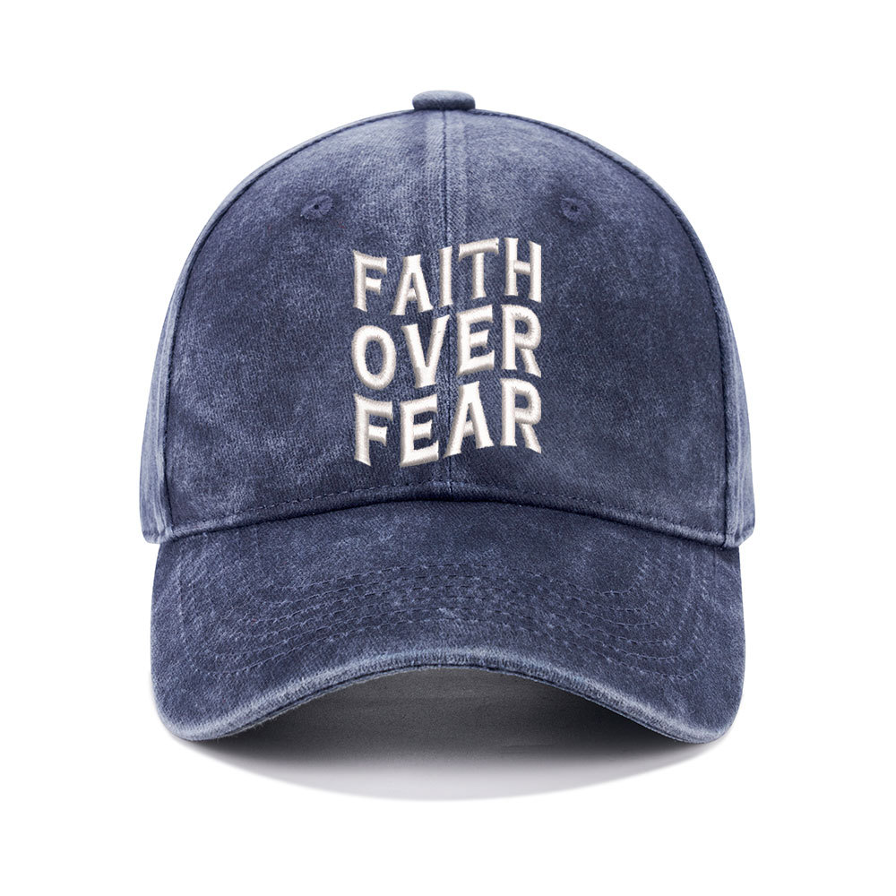 Faith Over Fear Christian Washed Hat