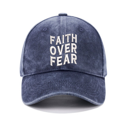 Faith Over Fear Christian Washed Hat
