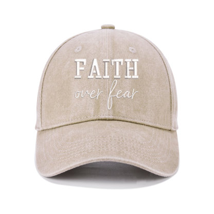 Faith Over Fear Christian Washed Hat