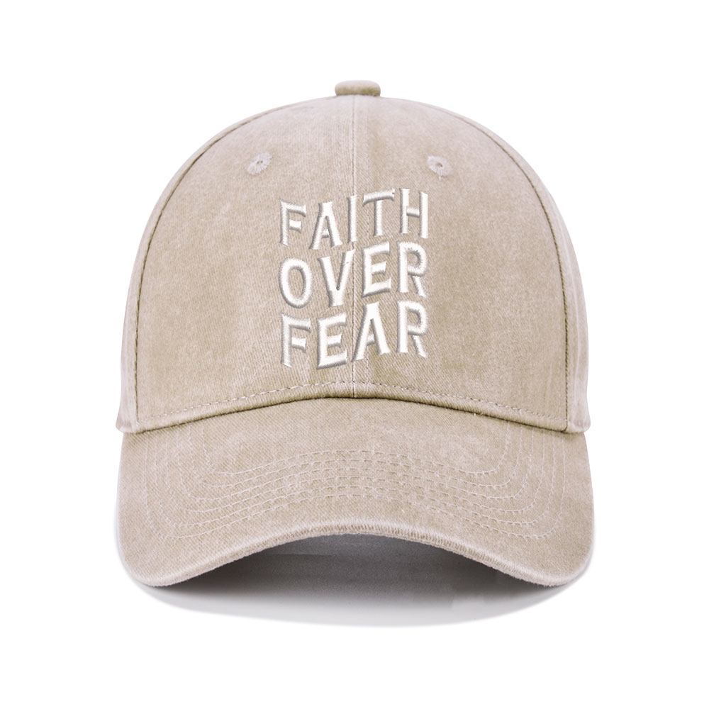 Faith Over Fear Christian Washed Hat