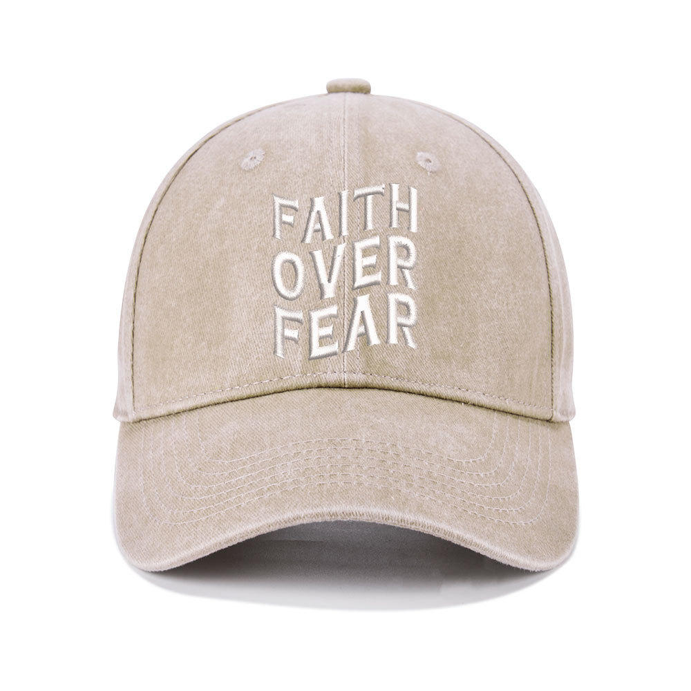 Faith Over Fear Christian Washed Hat