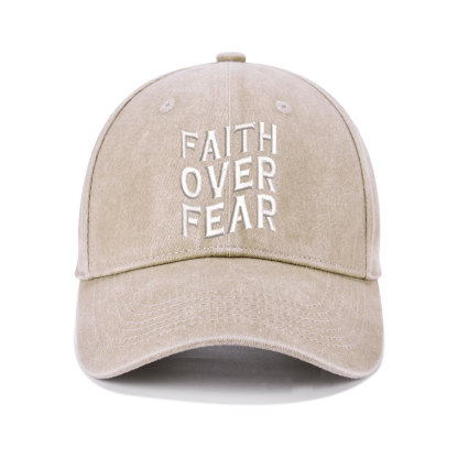 Faith Over Fear Christian Washed Hat