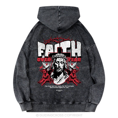 Faith Over Fear Christian Washed Hoodie