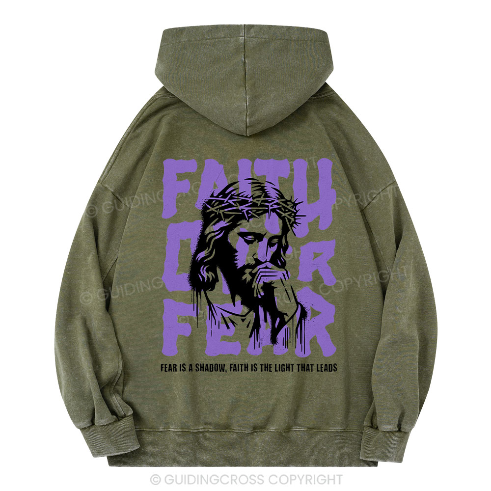 Faith Over Fear Christian Washed Hoodie