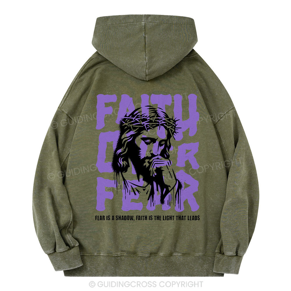 Faith Over Fear Christian Washed Hoodie