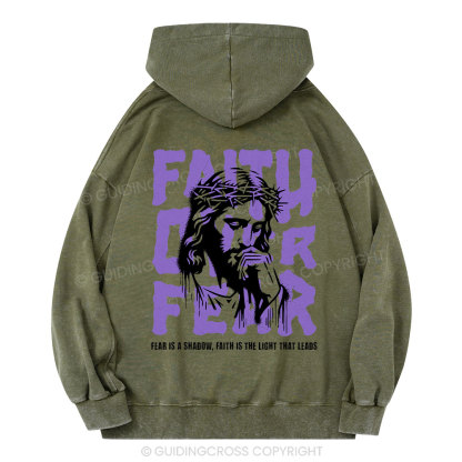 Faith Over Fear Christian Washed Hoodie