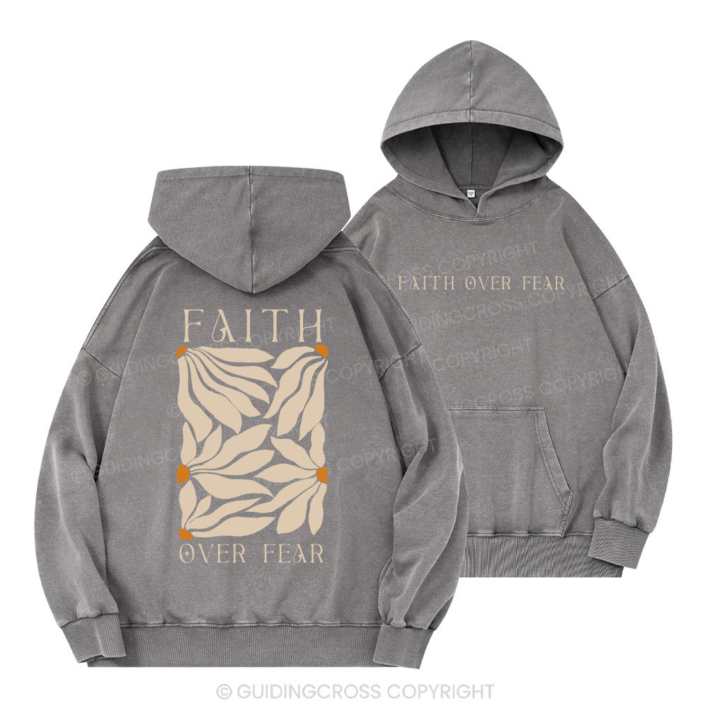 Faith Over Fear Christian Washed Hoodie