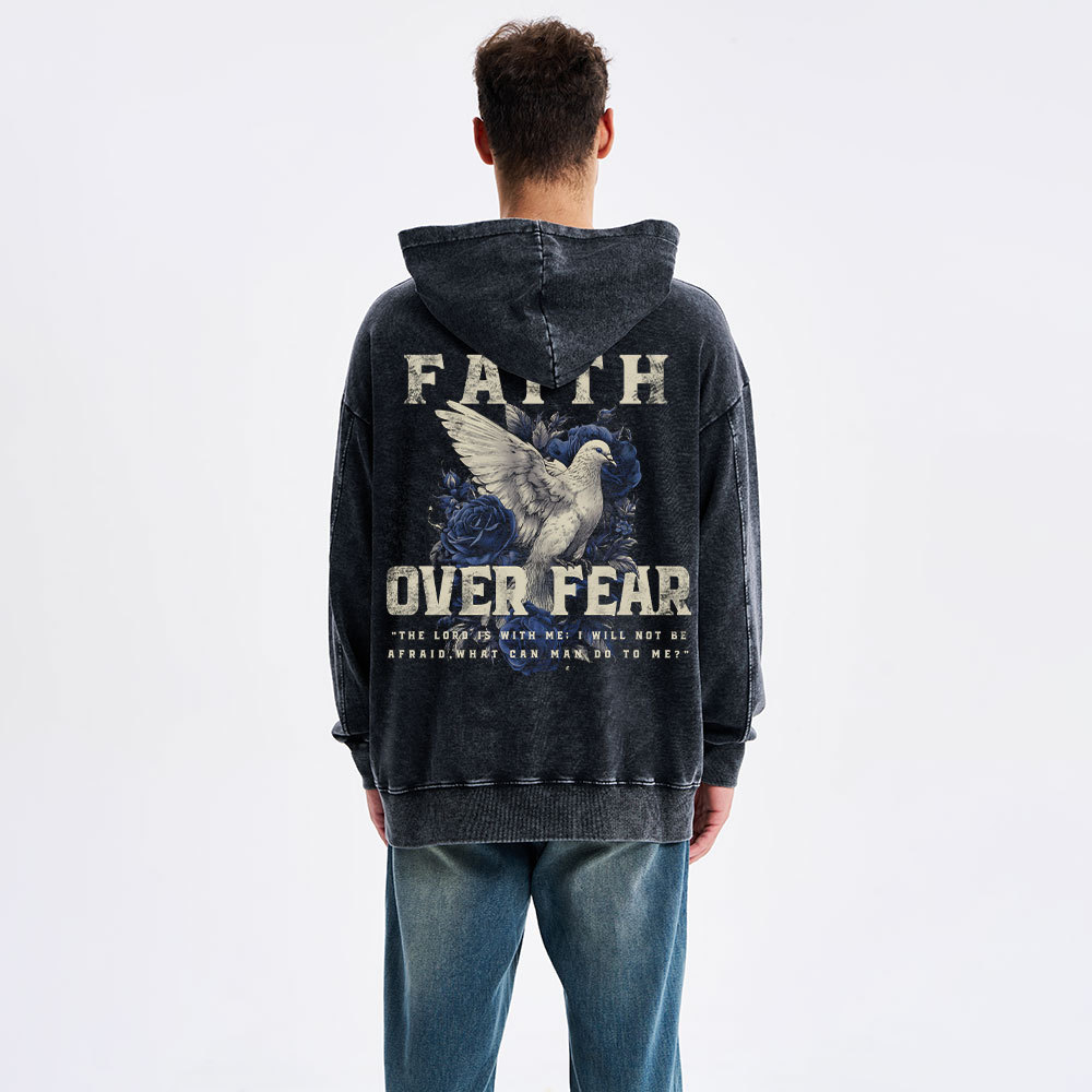 Faith Over Fear Christian Washed Hoodie 