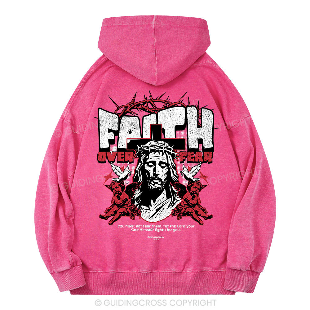 Faith Over Fear Christian Washed Hoodie