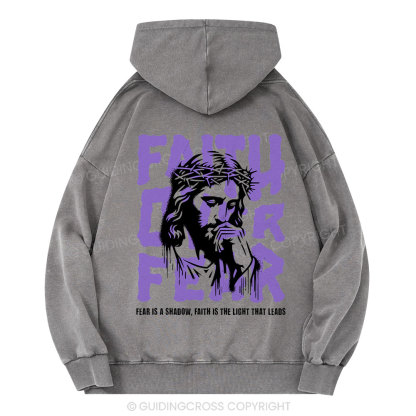 Faith Over Fear Christian Washed Hoodie