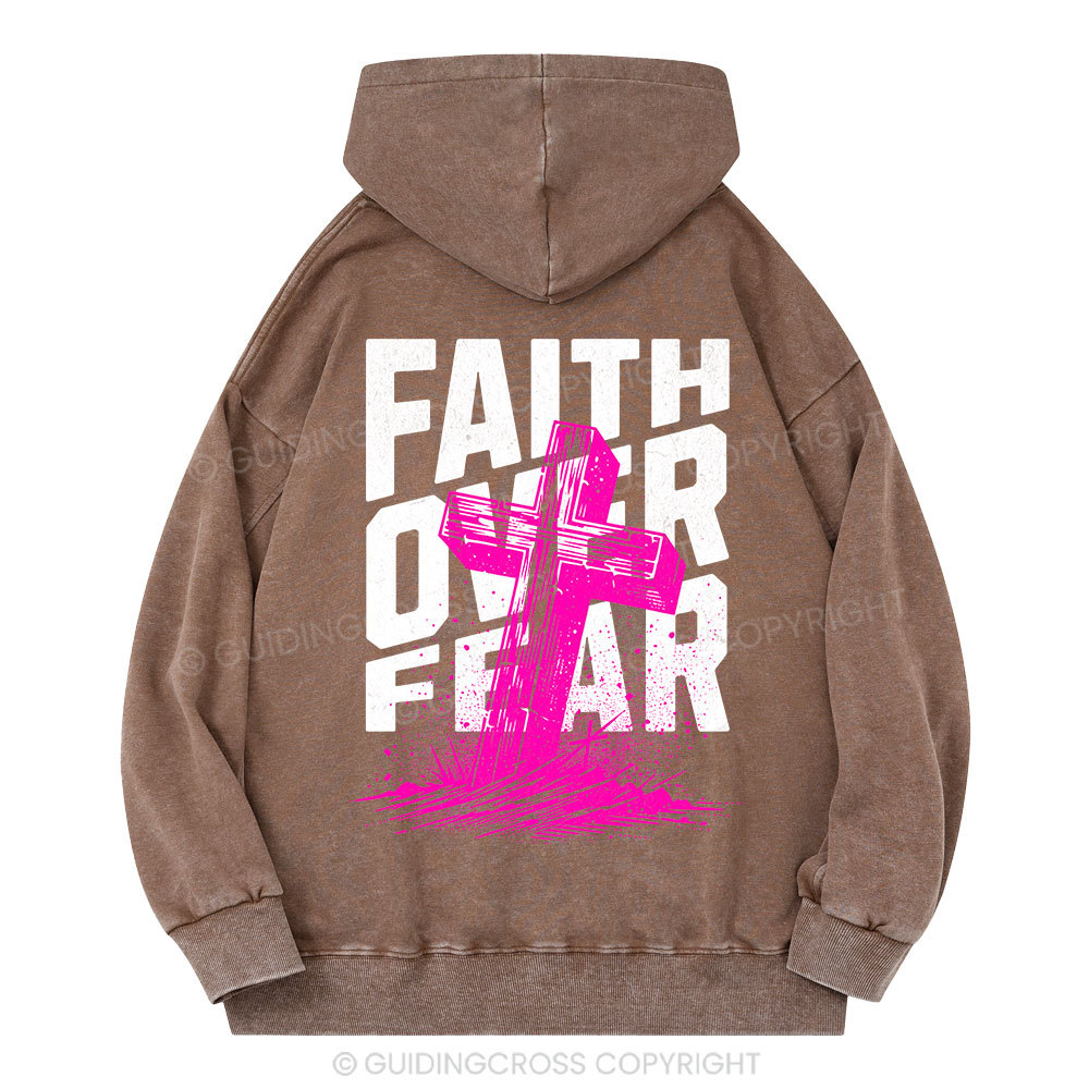 Faith Over Fear Christian Washed Hoodie