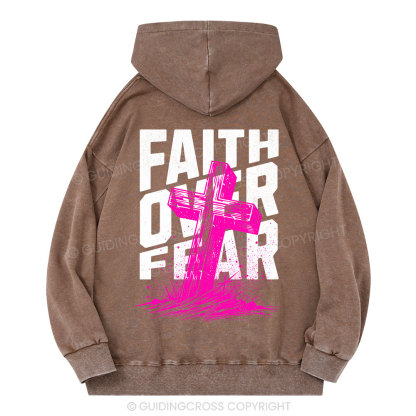 Faith Over Fear Christian Washed Hoodie