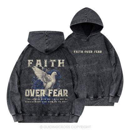 Faith Over Fear Christian Washed Hoodie 