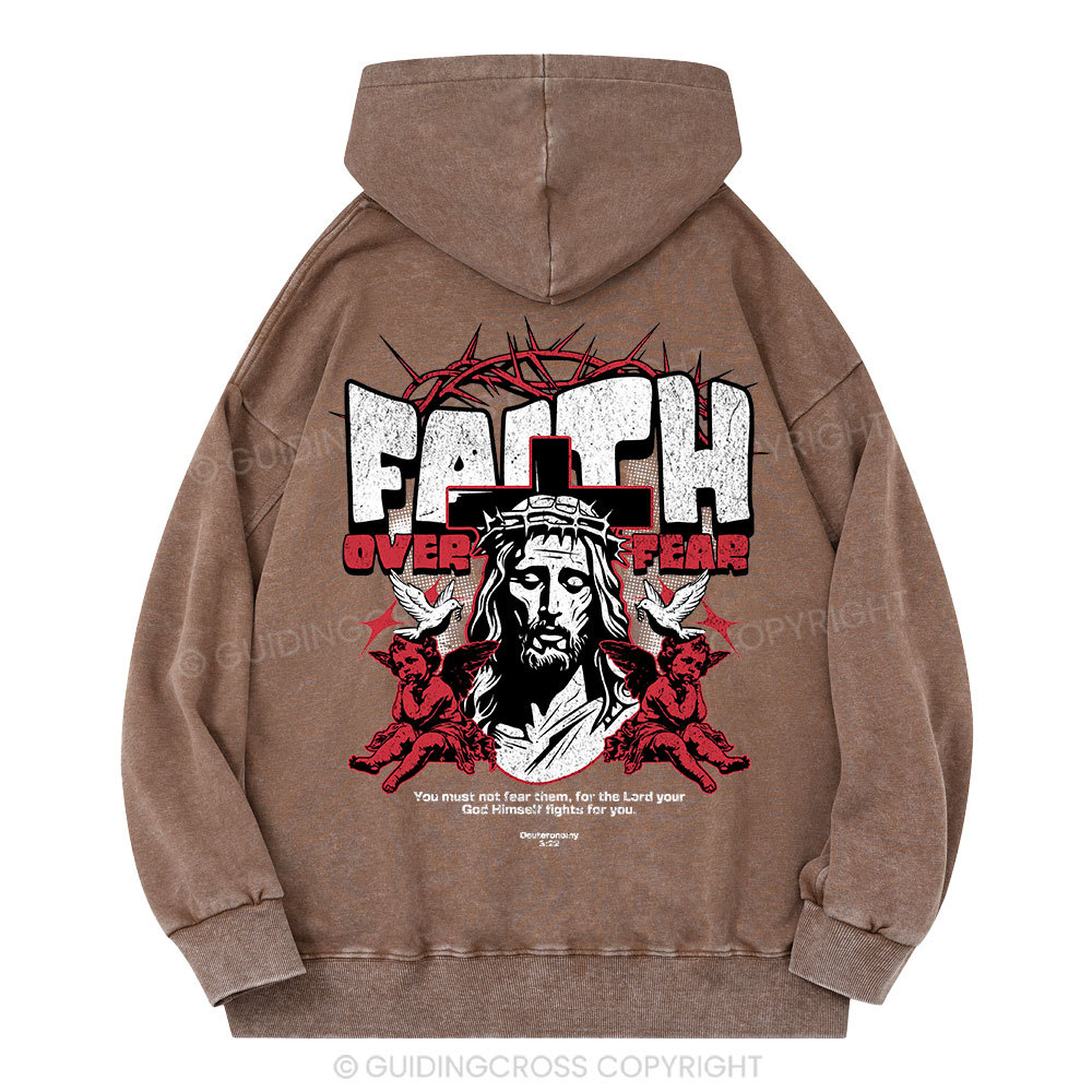 Faith Over Fear Christian Washed Hoodie