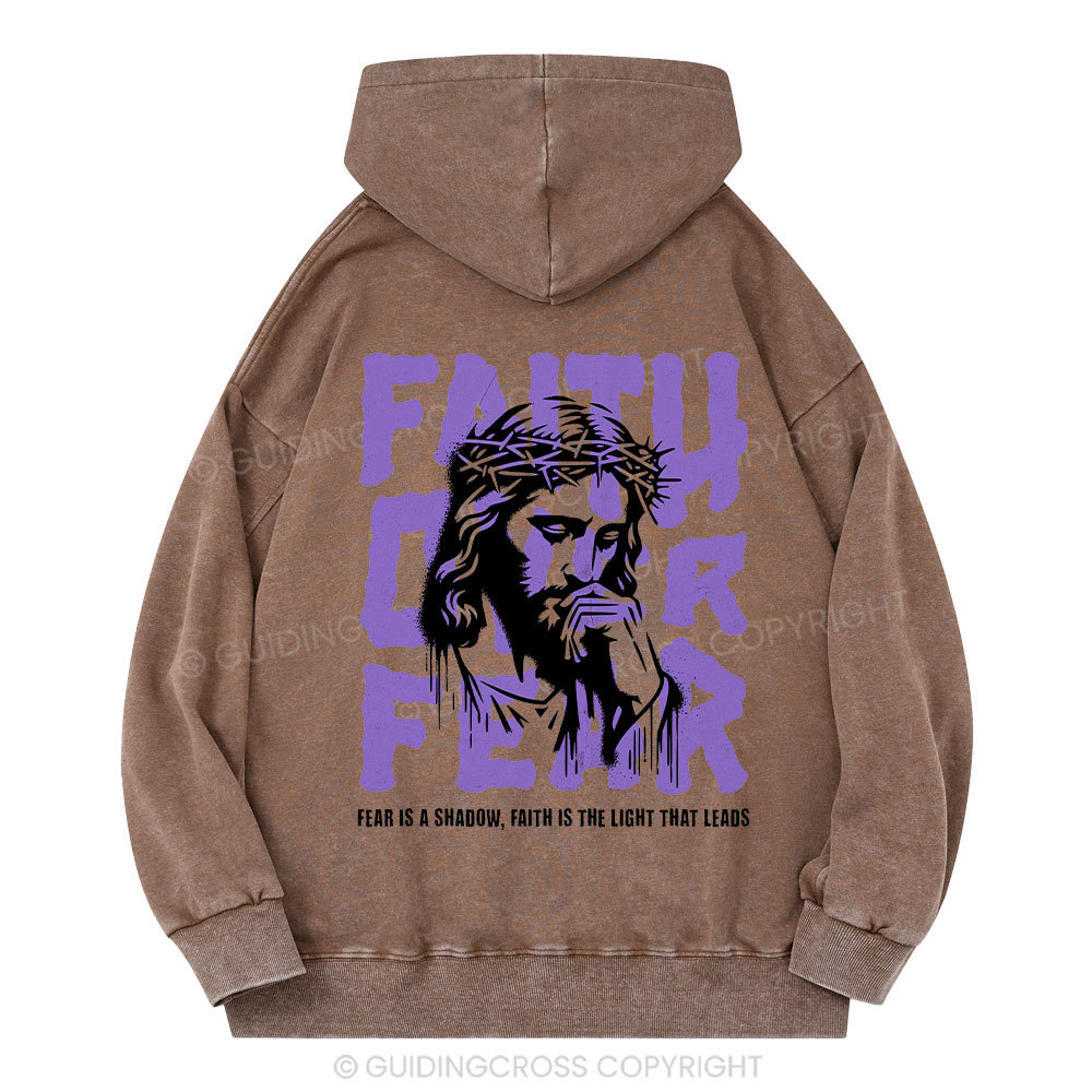 Faith Over Fear Christian Washed Hoodie