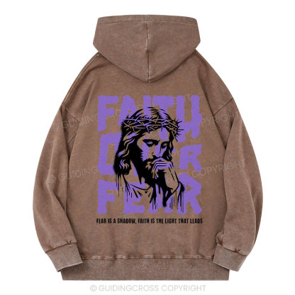 Faith Over Fear Christian Washed Hoodie