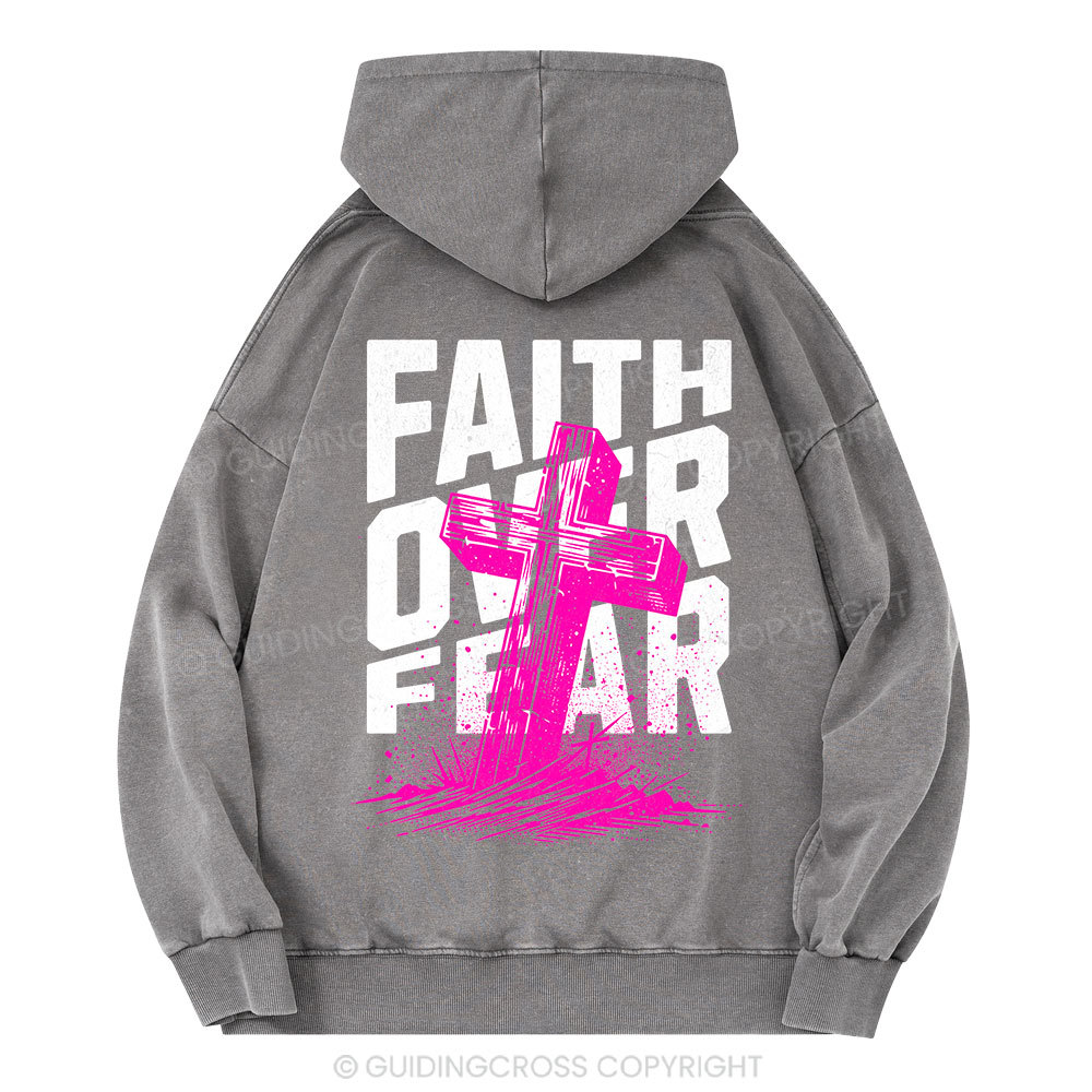Faith Over Fear Christian Washed Hoodie