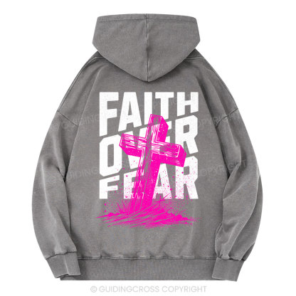 Faith Over Fear Christian Washed Hoodie
