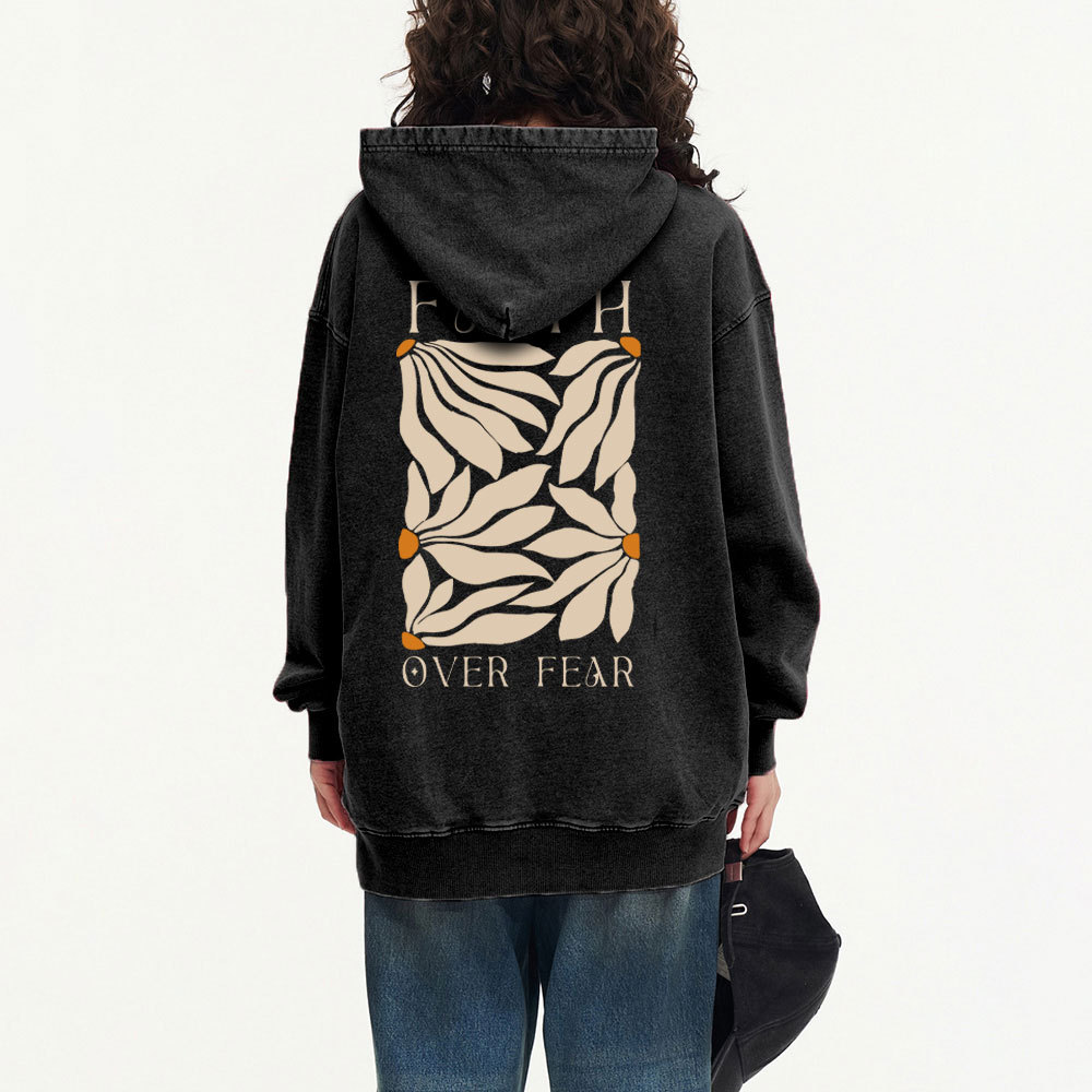Faith Over Fear Christian Washed Hoodie