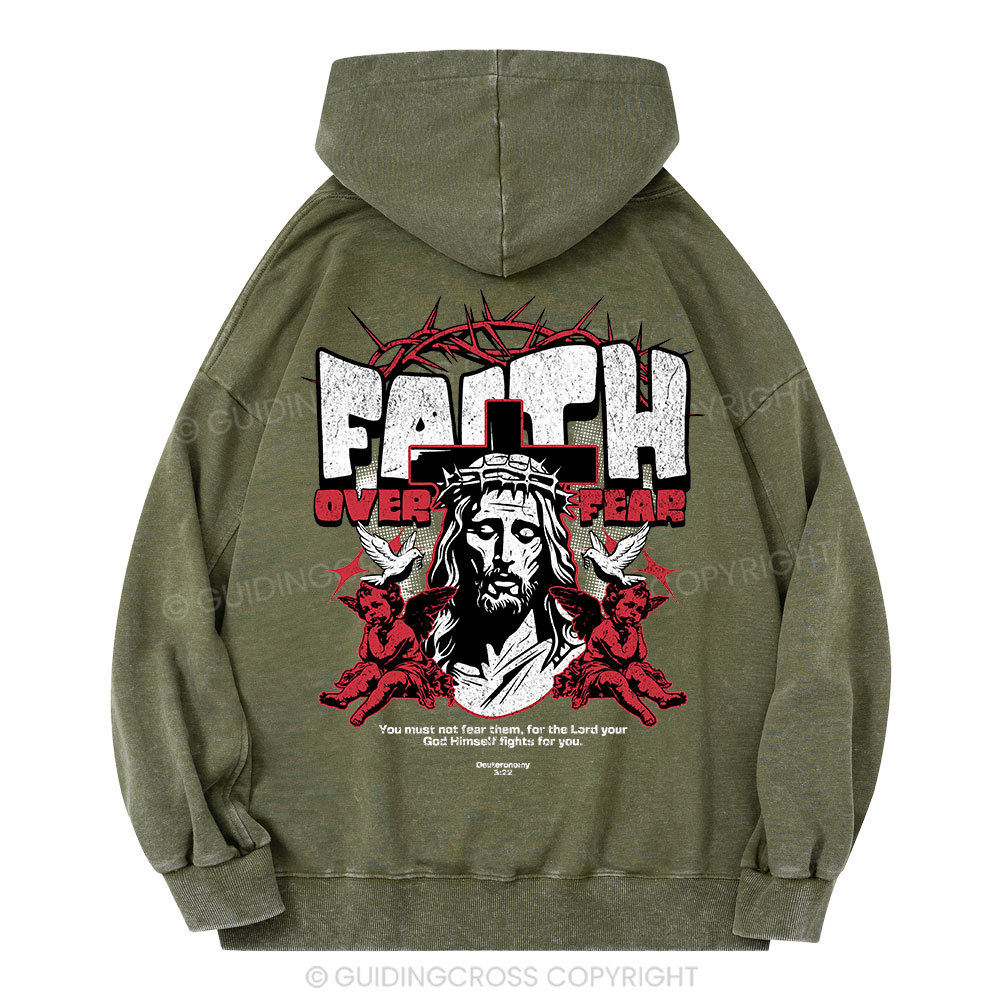 Faith Over Fear Christian Washed Hoodie