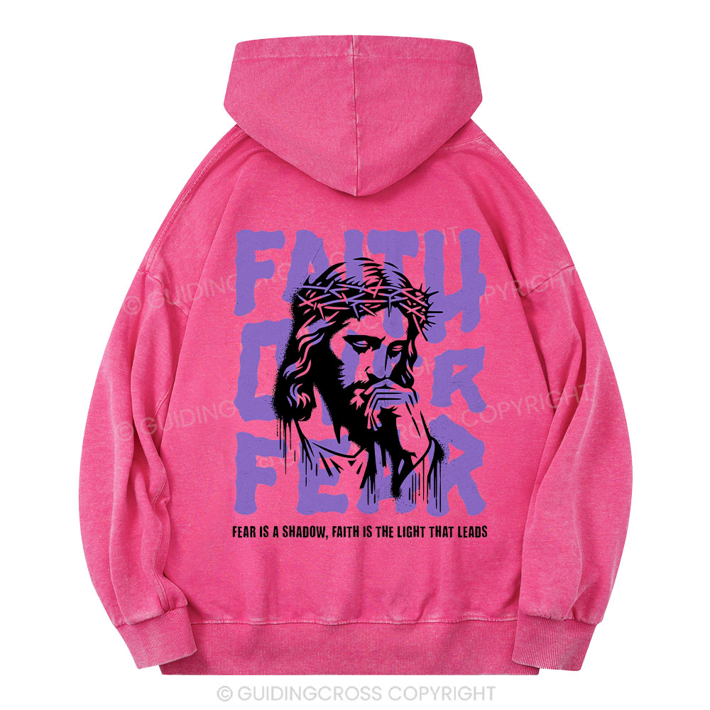 Faith Over Fear Christian Washed Hoodie