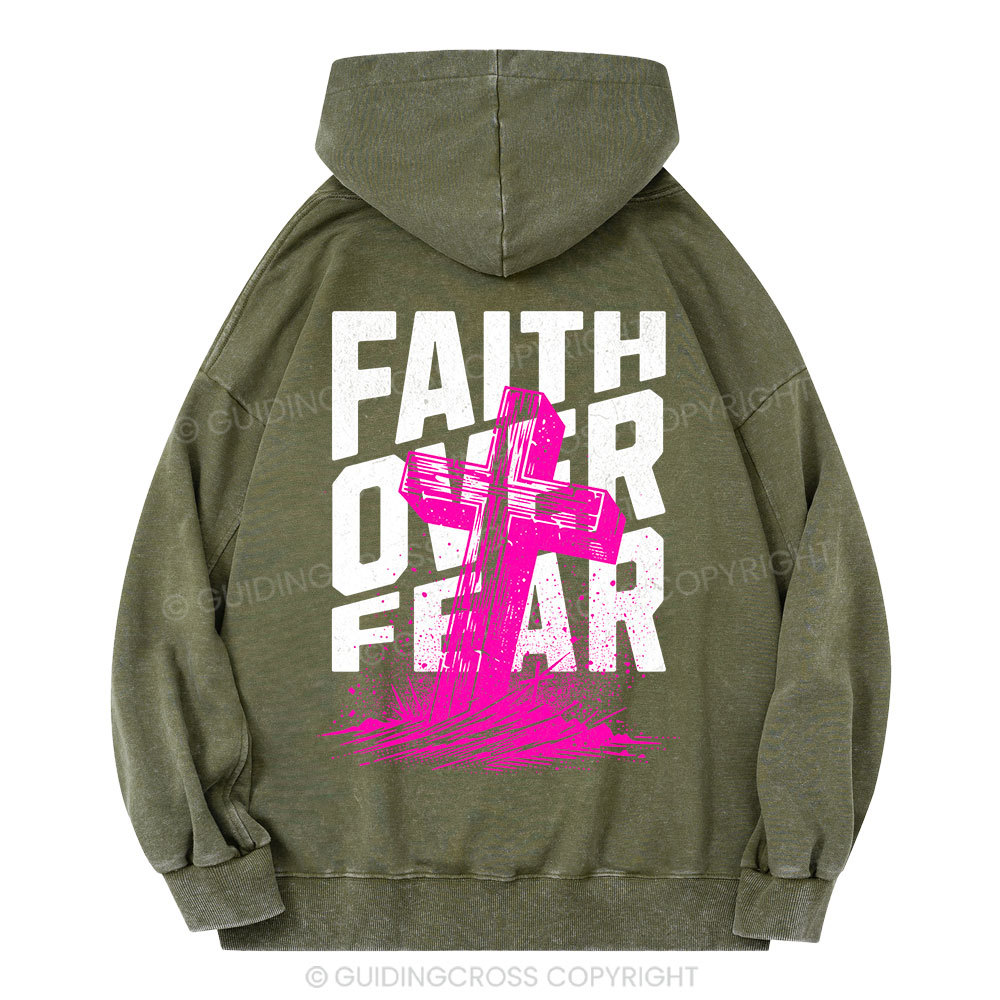 Faith Over Fear Christian Washed Hoodie