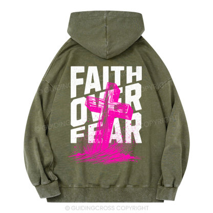 Faith Over Fear Christian Washed Hoodie