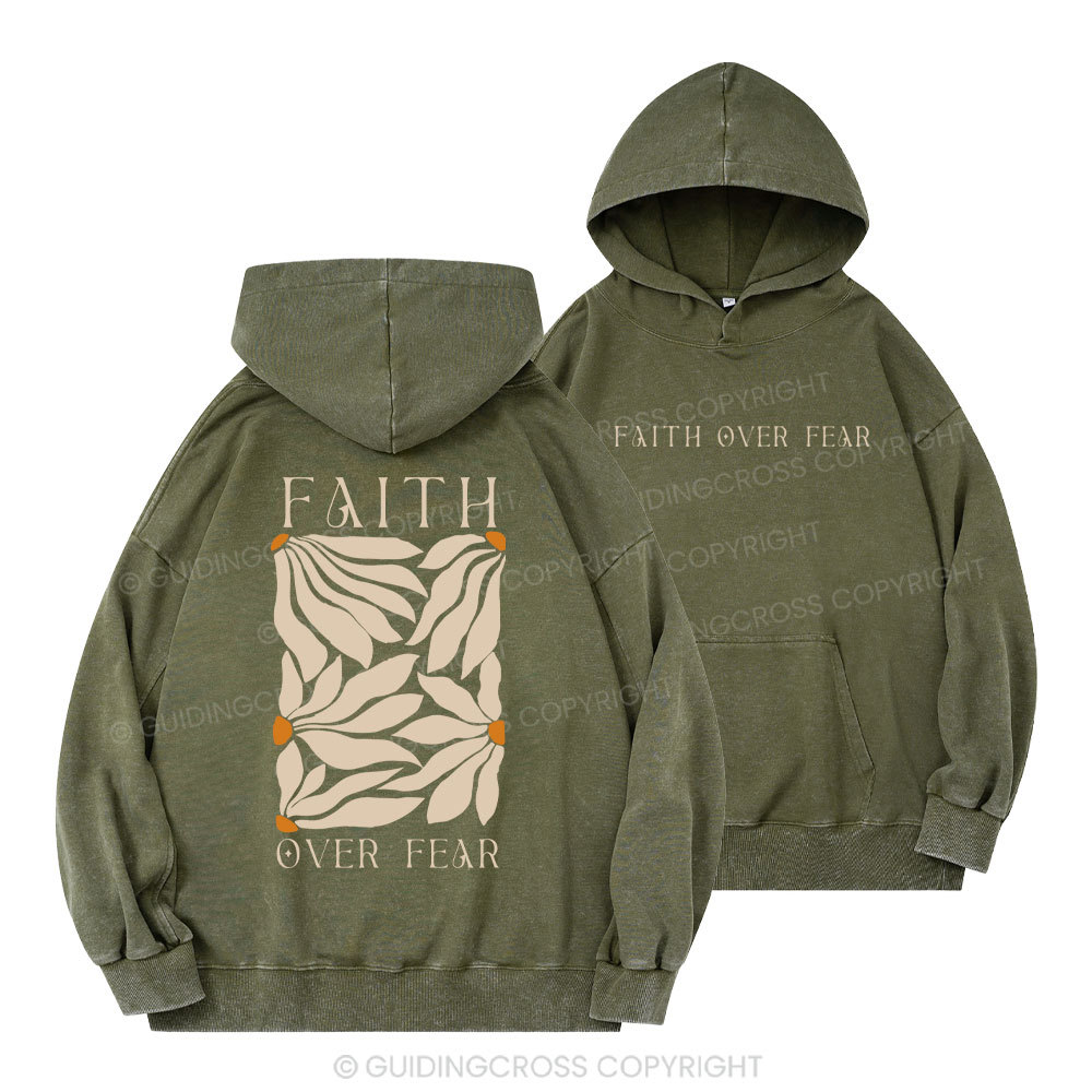 Faith Over Fear Christian Washed Hoodie