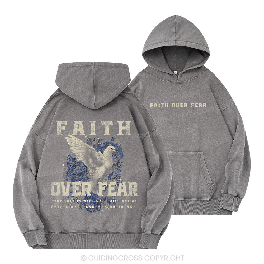 Faith Over Fear Christian Washed Hoodie 