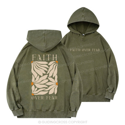Faith Over Fear Christian Washed Hoodie