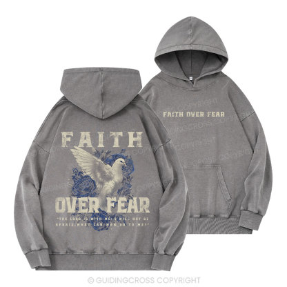 Faith Over Fear Christian Washed Hoodie 