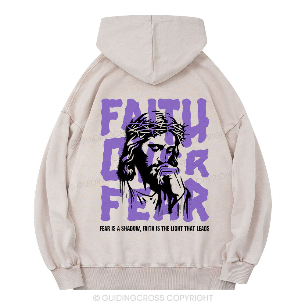 Faith Over Fear Christian Washed Hoodie